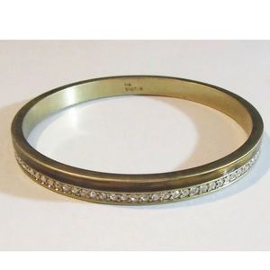 NEW Lia Sophia bracelet bangle in gold finish w/ thin line of clear rhinestones